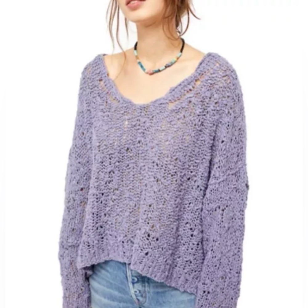 Free People Women's‎ Sunday Shore Open Knit Pullover Sweater XS